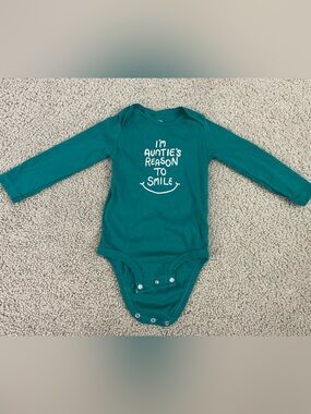 Kids Teal Long-Sleeve One-Piece Bodysuit - 'Auntie's Reason to Smile'